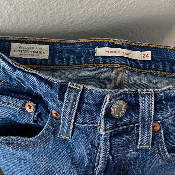 Levi's Wedgie Straight Jeans Salsa Charleston Outlasted Dark Wash - Picture 8 of 9